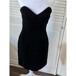 Vintage Victor Costa Saks Fifth Ave. Black Velvet Strapless Mini Dress Size 10